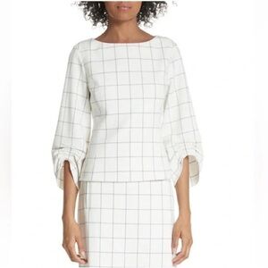 TIBI Windowpane Plaid Top